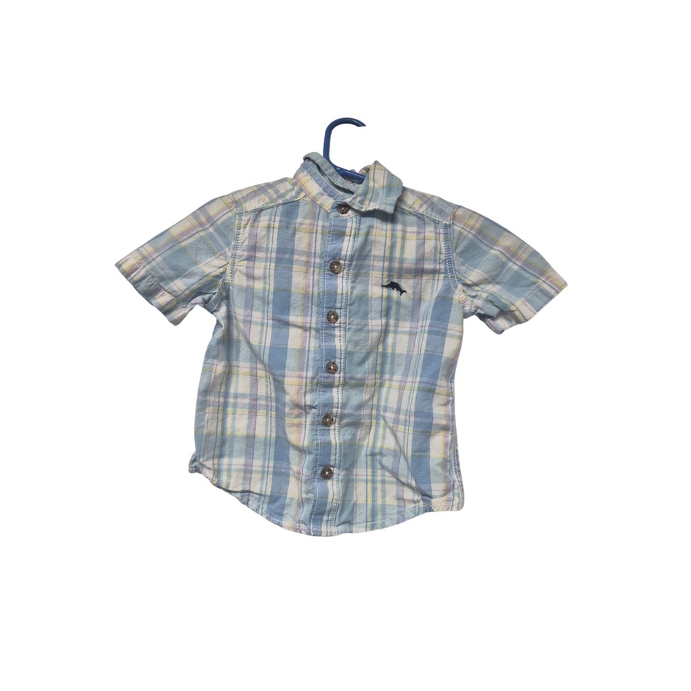 Tommy Bahama Button Front Shirt Boys XS (4) Multicolor Check Short Sleeves